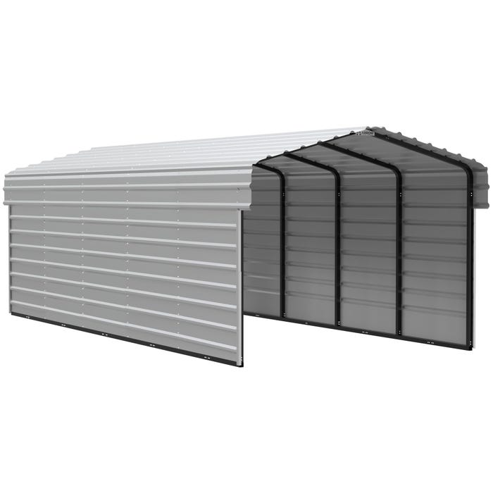 Arrow 24 x 10 ft Eggshell Carport with 2-sided Enclosure 16 Arrow 24 x 10 ft Eggshell Carport with 2-sided Enclosure 16