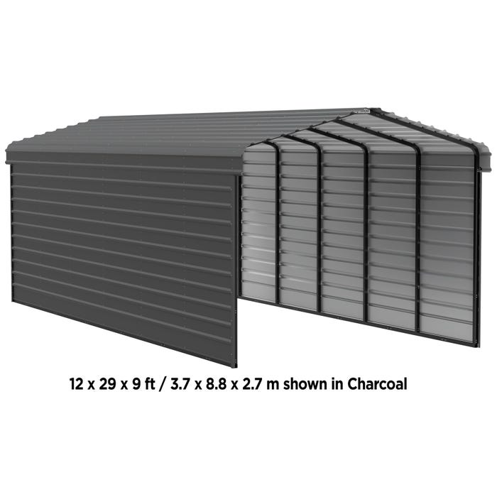 Arrow 12 x 60 x 9 ft Charcoal Carport with 2-Sided Enclosure 10 Arrow 12 x 60 x 9 ft Charcoal Carport with 2-Sided Enclosure 10