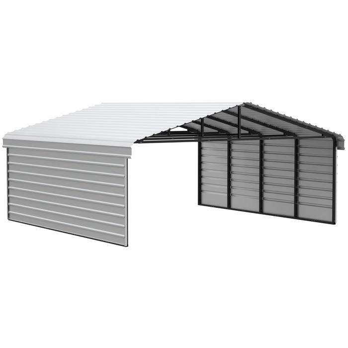 Arrow 20 x 20 x 7 ft Eggshell Carport with 2-sided Enclosure 16 Arrow 20 x 20 x 7 ft Eggshell Carport with 2-sided Enclosure 16