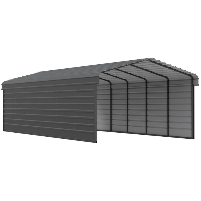 Arrow 29 x 12 x 7 ft Charcoal Carport with 2-sided Enclosure 16 Arrow 29 x 12 x 7 ft Charcoal Carport with 2-sided Enclosure 16