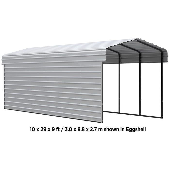Arrow 10 x 60 x 9 ft Eggshell Carport with 1-Sided Enclosure 10 Arrow 10 x 60 x 9 ft Eggshell Carport with 1-Sided Enclosure 10