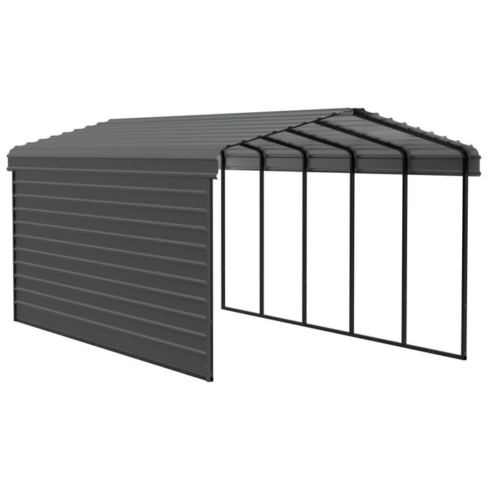 Arrow 24 x 12 x 9 ft Charcoal Carport with 1-sided Enclosure 16 Arrow 24 x 12 x 9 ft Charcoal Carport with 1-sided Enclosure 16