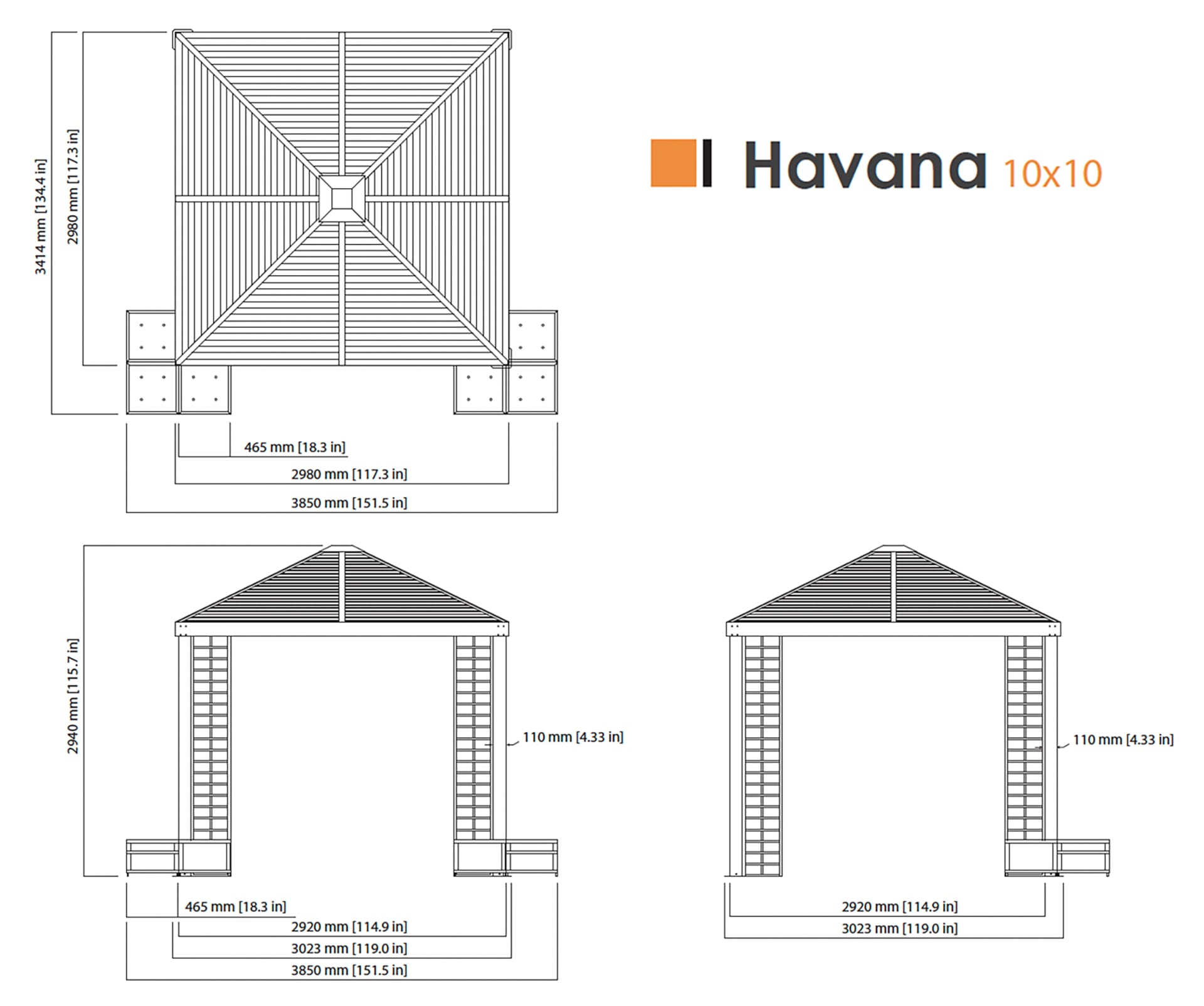 Sojag Havana 13 x 11 x 10 ft Black Aluminum Frame Gazebo With Planters