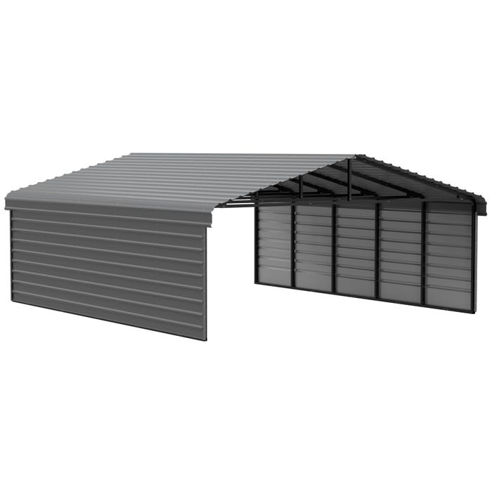 Arrow 24 x 20 x 7 ft Charcoal Carport with 2-sided Enclosure 16 Arrow 24 x 20 x 7 ft Charcoal Carport with 2-sided Enclosure 16