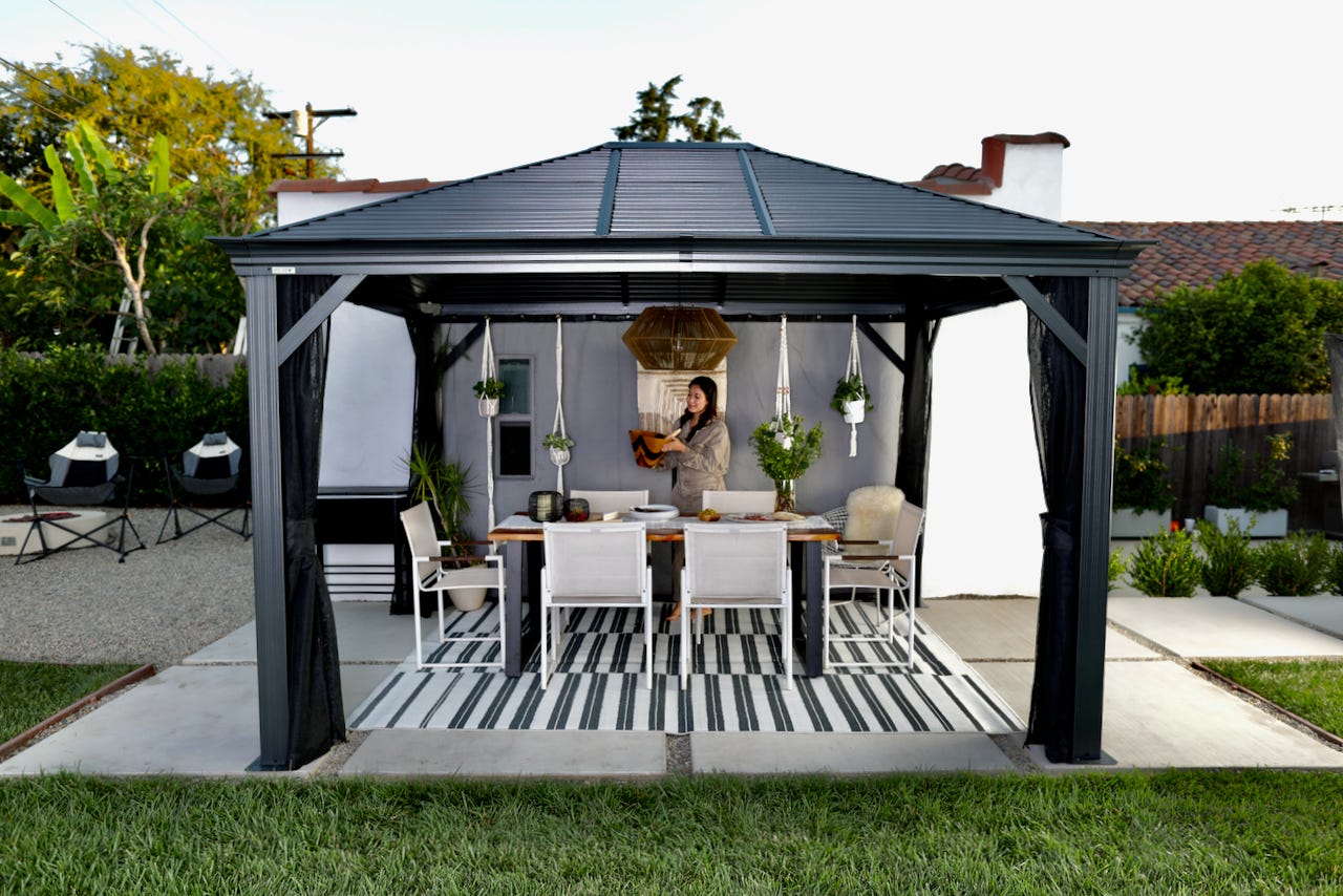 Covered Dining Area Under A SOJAG Gazebo