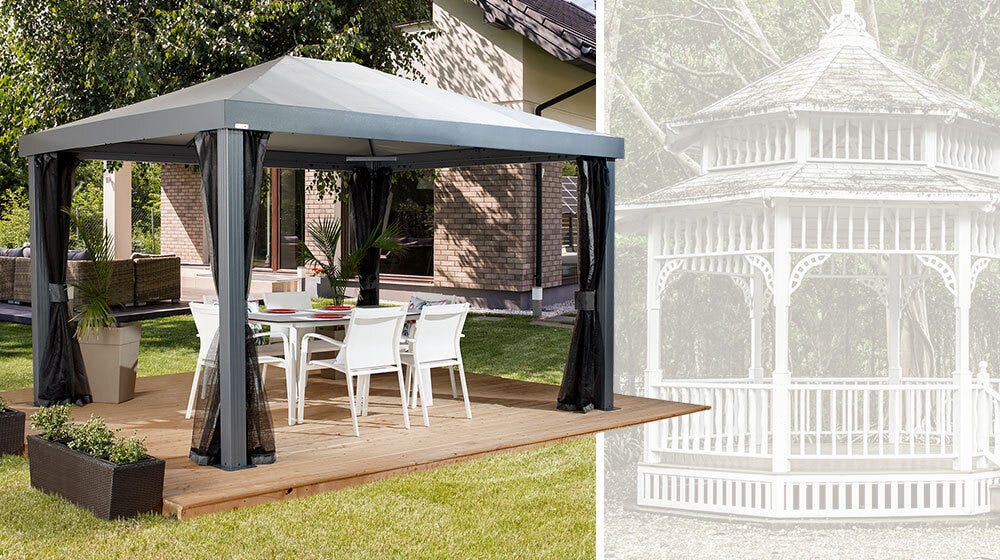 Outdoor metal gazebo or wood gazebo