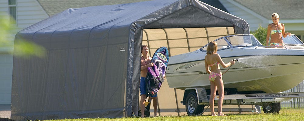 Fabric boat storage building