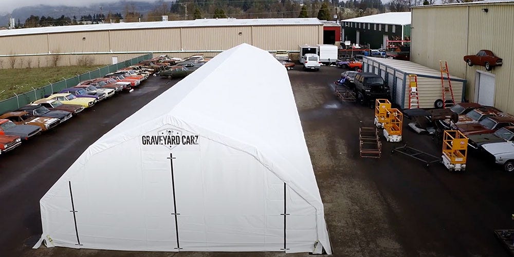 GraveyardCars uses a custom-built ShelterTech SP building.