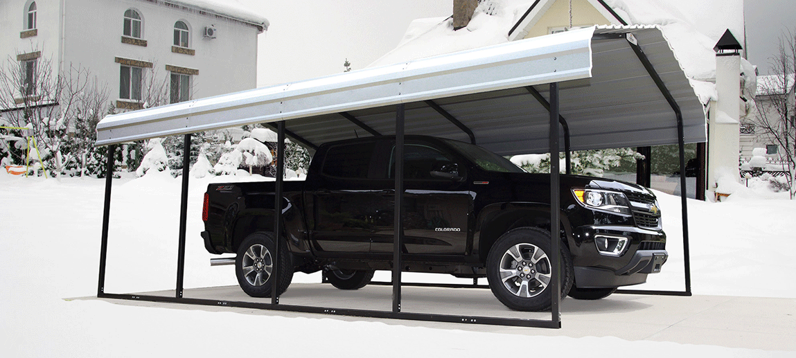 Arrow Carport with a truck underneath